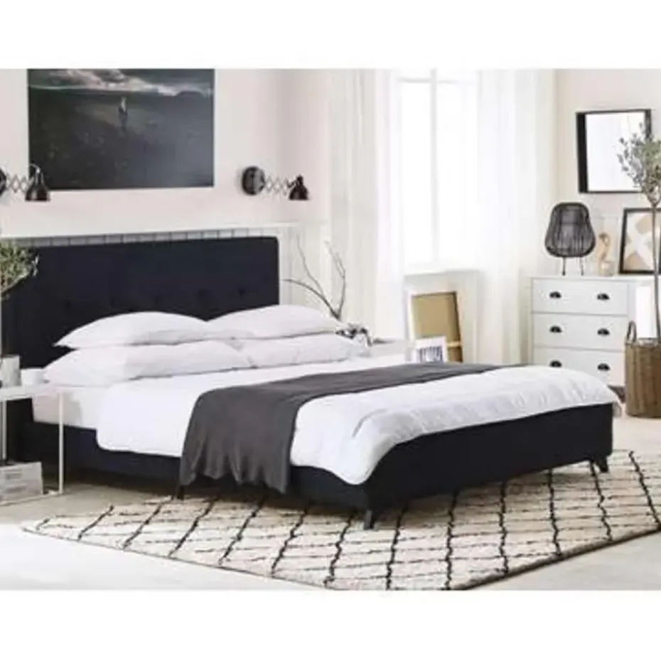 AMBASSADOR - Tweepersoonsbed - Zwart - 140 x 200 cm - Chenille