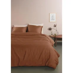Ambiante Satin Uni dekbedovertrek - 140x200/220 - Bruin