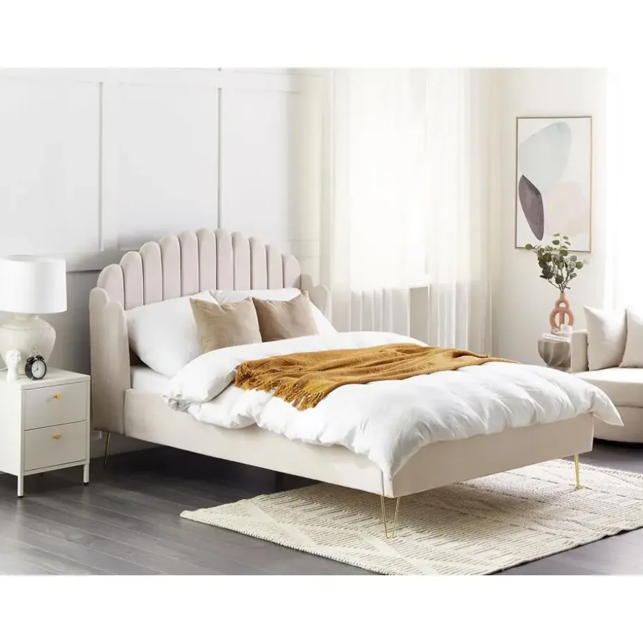 AMBILLOU - Bed - Lichtbeige - 140 x 200 cm - Polyester