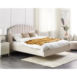 AMBILLOU - Bed - Lichtbeige - 160 x 200 cm - Polyester