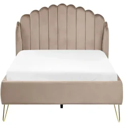 AMBILLOU - Bed - Taupe - 120 x 200 cm - Fluweel