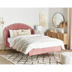 AMBILLOU - Tweepersoonsbed - Roze - 140 x 200 cm - Fluweel