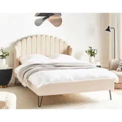 AMBILLOU - Tweepersoonsbed - Beige - 140 x 200 cm - Bouclé