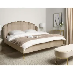 AMBILLOU - Tweepersoonsbed - Taupe - 180 x 200 cm - Fluweel
