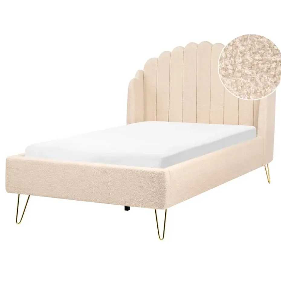 AMBILLOU - Tweepersoonsbed - Beige - 120 x 200 cm - Bouclé