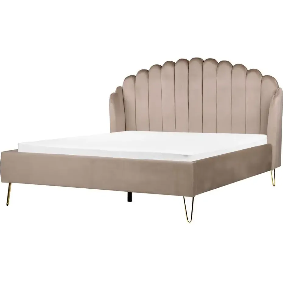 AMBILLOU - Tweepersoonsbed - Taupe - 160 x 200 cm - Fluweel