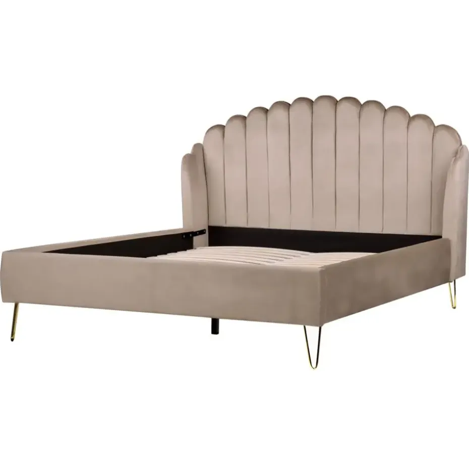 AMBILLOU - Tweepersoonsbed - Taupe - 160 x 200 cm - Fluweel