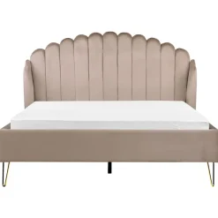 AMBILLOU - Tweepersoonsbed - Taupe - 160 x 200 cm - Fluweel