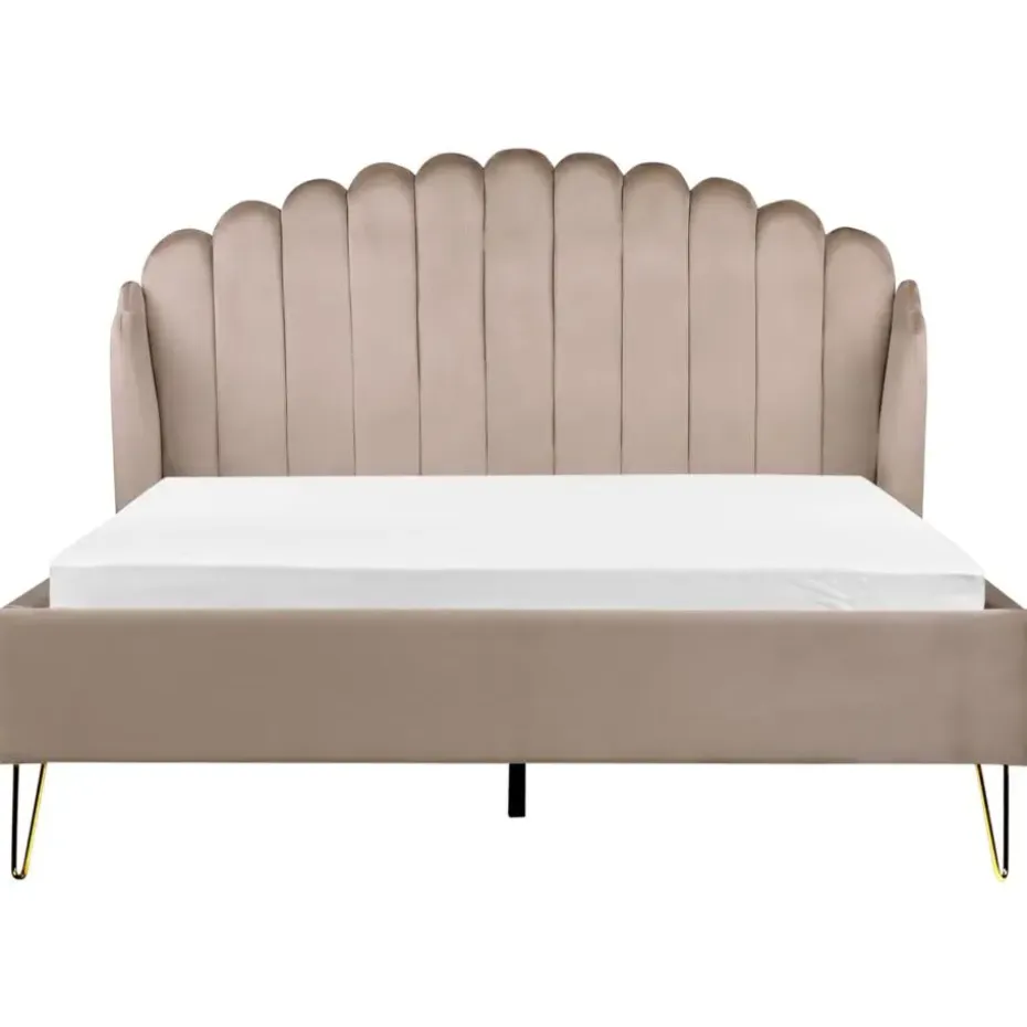 AMBILLOU - Tweepersoonsbed - Taupe - 160 x 200 cm - Fluweel