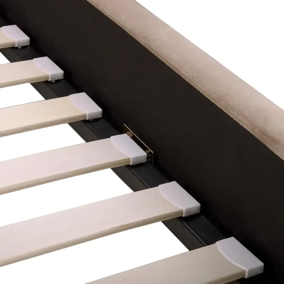 AMBILLOU - Tweepersoonsbed - Taupe - 160 x 200 cm - Fluweel