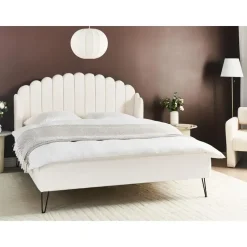 AMBILLOU - Tweepersoonsbed - Gebroken wit - 160 x 200 cm - Bouclé