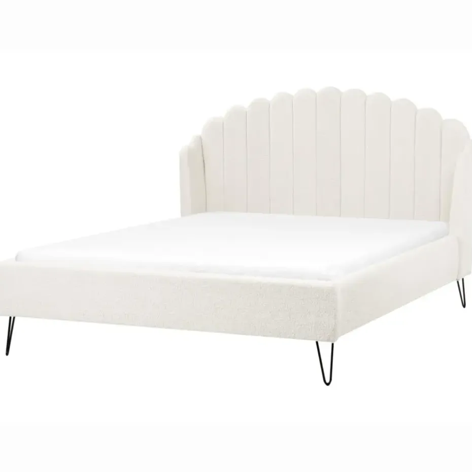 AMBILLOU - Tweepersoonsbed - Gebroken wit - 160 x 200 cm - Bouclé