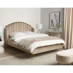 AMBILLOU - Tweepersoonsbed - Taupe - 140 x 200 cm - Fluweel