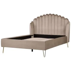 AMBILLOU - Tweepersoonsbed - Taupe - 140 x 200 cm - Fluweel