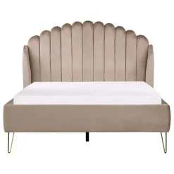 AMBILLOU - Tweepersoonsbed - Taupe - 140 x 200 cm - Fluweel
