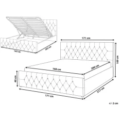 AMIENS - Bed met opbergruimte - Grijs - 160 x 200 cm - Fluweel