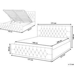 AMIENS - Bed met opbergruimte - Grijs - 160 x 200 cm - Fluweel