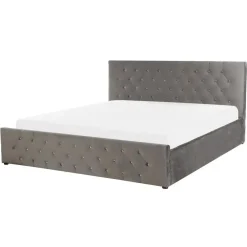 AMIENS - Bed met opbergruimte - Grijs - 160 x 200 cm - Fluweel