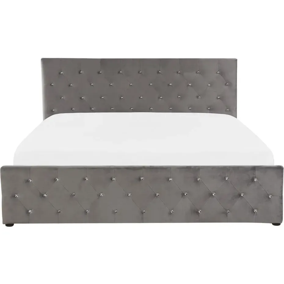 AMIENS - Bed met opbergruimte - Grijs - 160 x 200 cm - Fluweel