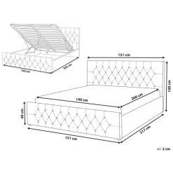 AMIENS - Bed met opbergruimte - Grijs - 140 x 200 cm - Fluweel