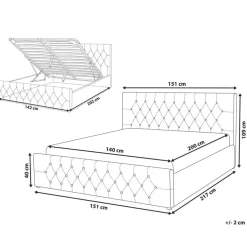 AMIENS - Bed met opbergruimte - Grijs - 140 x 200 cm - Fluweel
