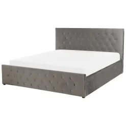 AMIENS - Bed met opbergruimte - Grijs - 140 x 200 cm - Fluweel