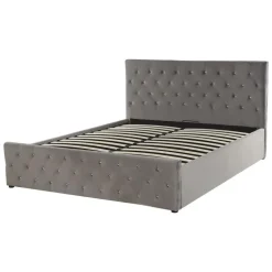 AMIENS - Bed met opbergruimte - Grijs - 140 x 200 cm - Fluweel