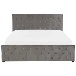 AMIENS - Bed met opbergruimte - Grijs - 140 x 200 cm - Fluweel