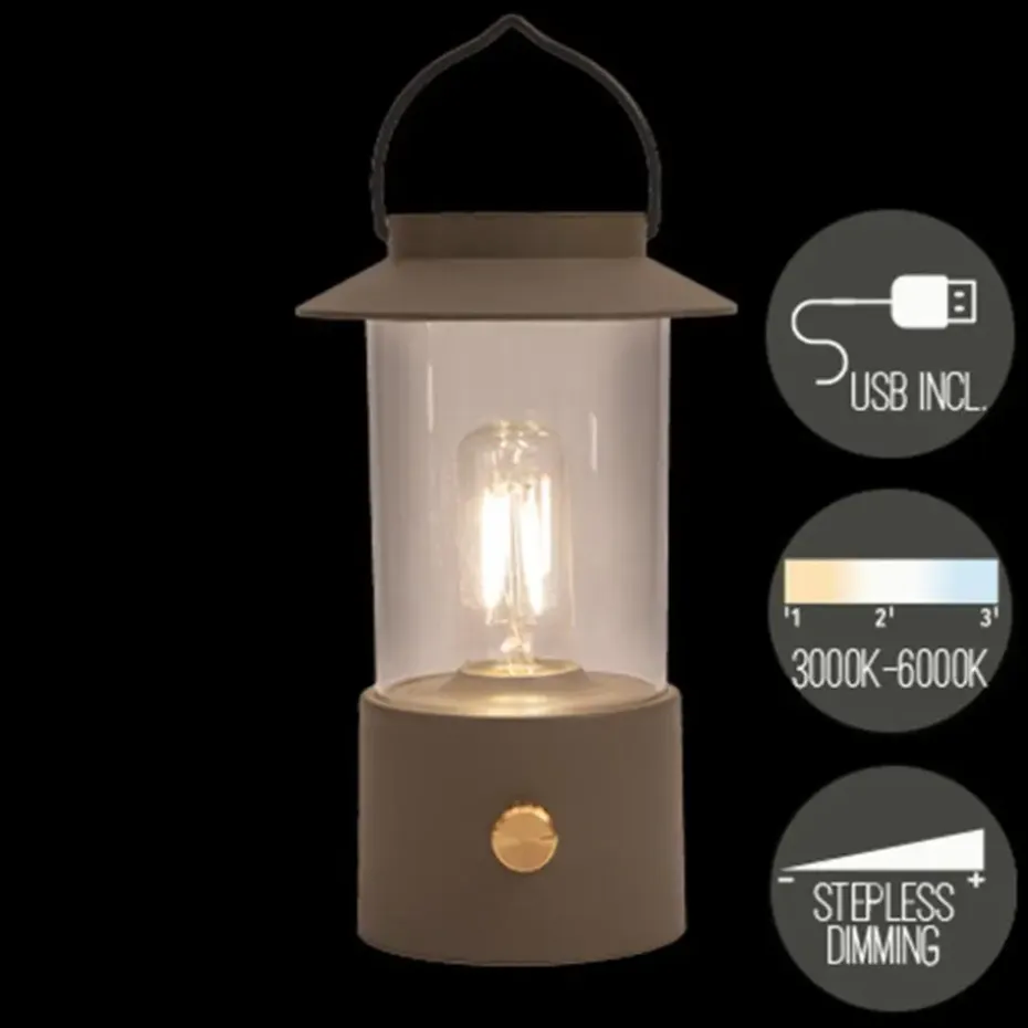 Anna Collection Camping tafellamp - taupe - binnen en buiten