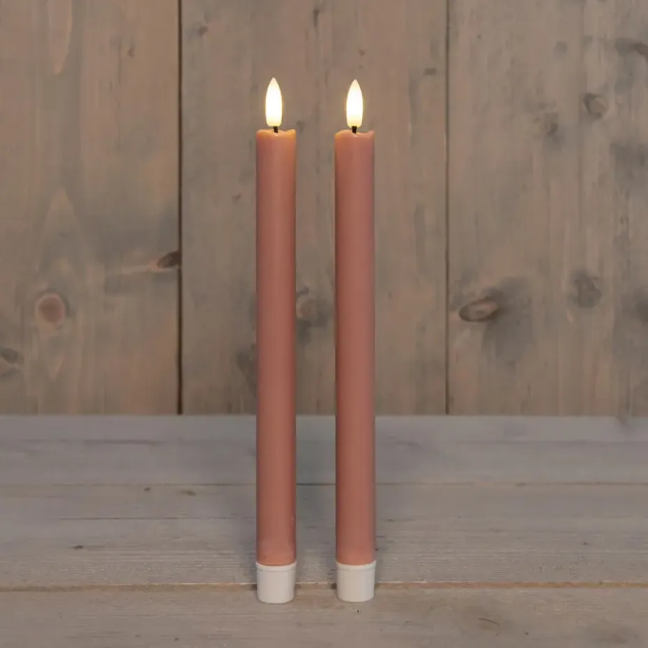 Anna Collection Led dinerkaarsen - 2x - roze - 25 cm - 3D vlam