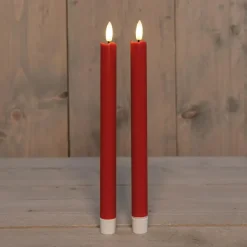Anna Collection Led dinerkaarsen - 2x - rood - 25 cm - 3D vlam