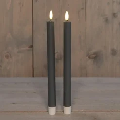Anna Collection Led dinerkaarsen - 2x - taupe grijs - 25 cm