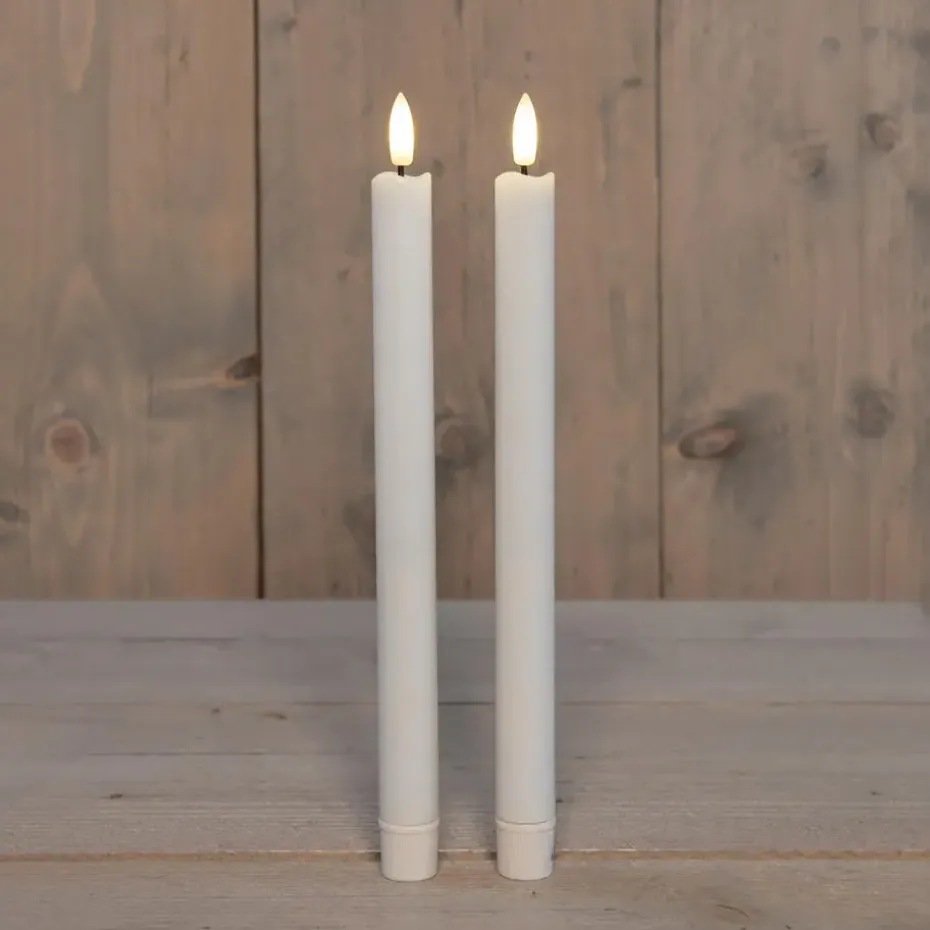 Anna Collection Led dinerkaarsen - 2x - wit - 25 cm - 3D vlam
