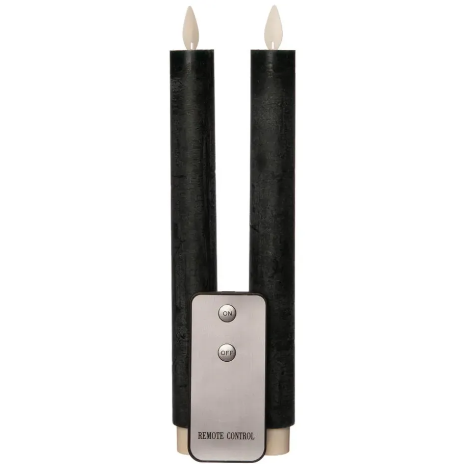 Anna Collection LED dinerkaarsen - 2x - donkergroen - 23 cm