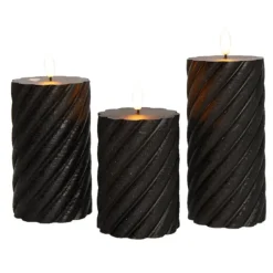 Anna Collection LED kaarsen - 3x - zwart -swirl -afstandsbediening