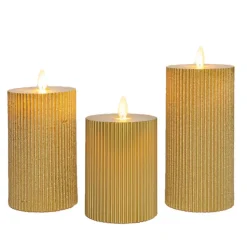 Anna Collection LED stompkaarsen - 3x - goud - ribbel