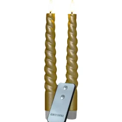 Anna Collection LED swirl dinerkaarsen - 2x st - goud - 23 cm