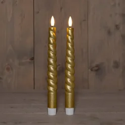 Anna Collection LED swirl dinerkaarsen - 2x st - goud - 23 cm