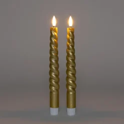 Anna Collection LED swirl dinerkaarsen - 2x st - goud - 23 cm