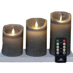 Anna's Collection Anna's Collection LED kaarsen - 3x - grijs