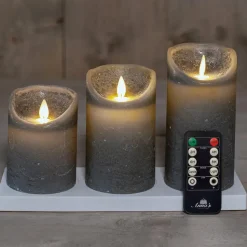 Anna's Collection Anna's Collection LED kaarsen - 3x - grijs