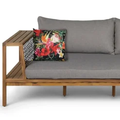 Anna's collection buitenkussen bloem - rood/zwart - 60 x 60 cm