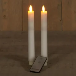 Anna's Collection Dinerkaarsen - wit - 2 stuks - LED - 23 cm