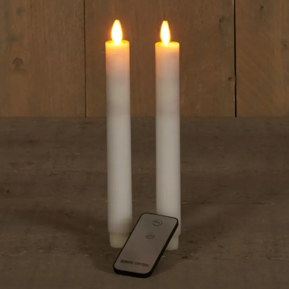 Anna's Collection Dinerkaarsen - wit - 2 stuks - LED - 23 cm