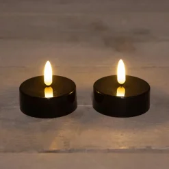 Anna's Collection Jumbo theelichten - 2x - zwart - 6 x 4,5 cm