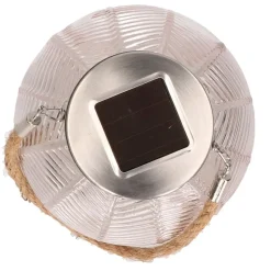 Anna's Collection Lantaarn - solar - roze - glas - 16 cm