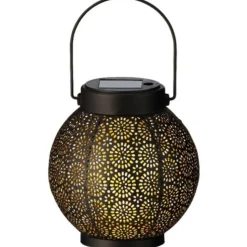 Anna's Collection Lantaarn - metaal - cirkels - solar - 16 cm