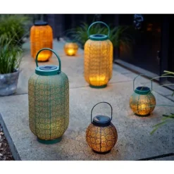 Anna's Collection Lantaarn - metaal - cirkels - solar - 16 cm