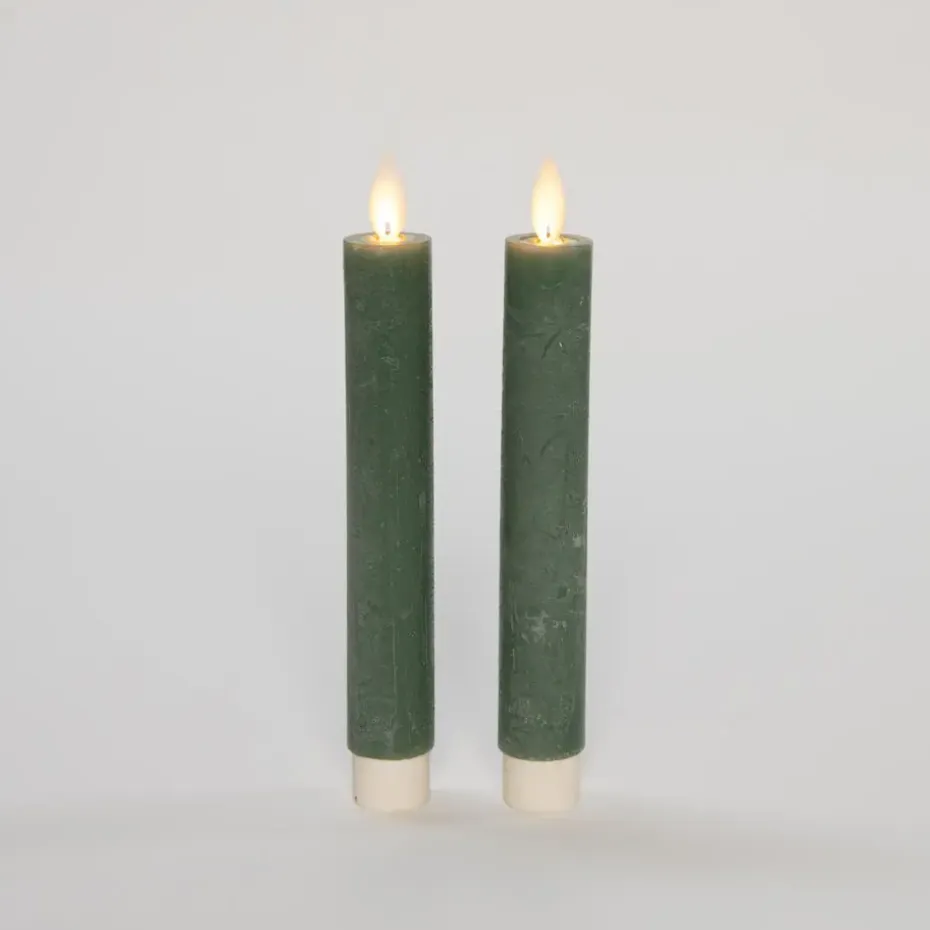 Anna's Collection LED dinerkaarsen - 2x st - jade groen - 18 cm