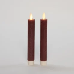 Anna's Collection LED dinerkaarsen - 2x st - antiek roze - 18 cm